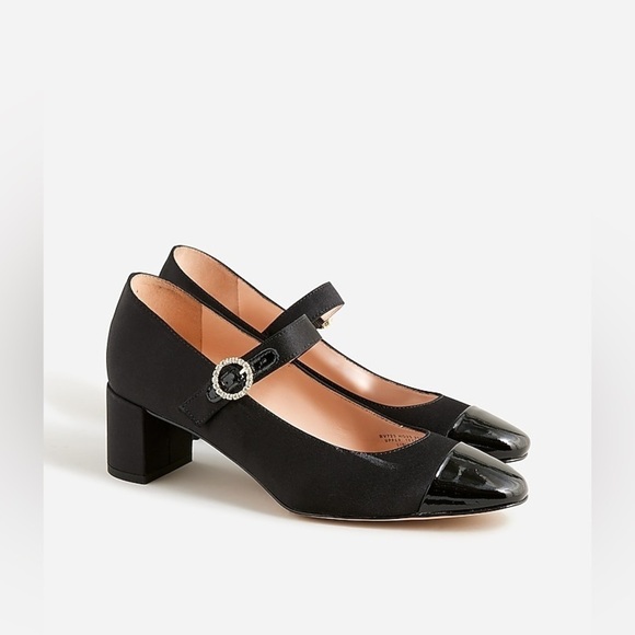 J Crew Millie Mary Jane heels in satin and leather BV723